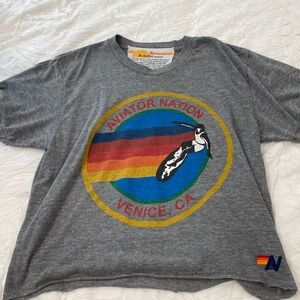 Cropped boyfriend tee, aviator nation logo